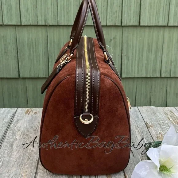 Coach Rowan Large Satchel Bag In Suede Purse - Picture 4 of 9